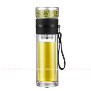 Bình Thủy Tinh 2 Lớp Có Lọc Trà In Logo