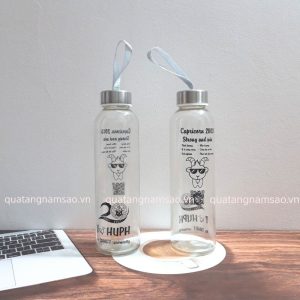 Bình Nước Thủy Tinh 500ml In Logo