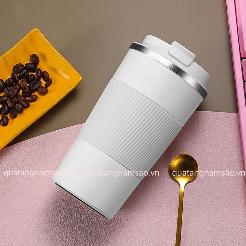 cốc inox giữ nhiệt tay cầm silicon
