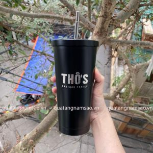 Cốc Giữ Nhiệt 500ML Kèm Ống Hút In Logo