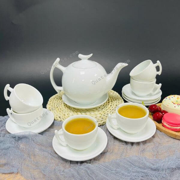 Bộ trà bưởi cành màu trắng