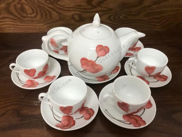 Bộ ấm chén bát tràng vẽ hoa